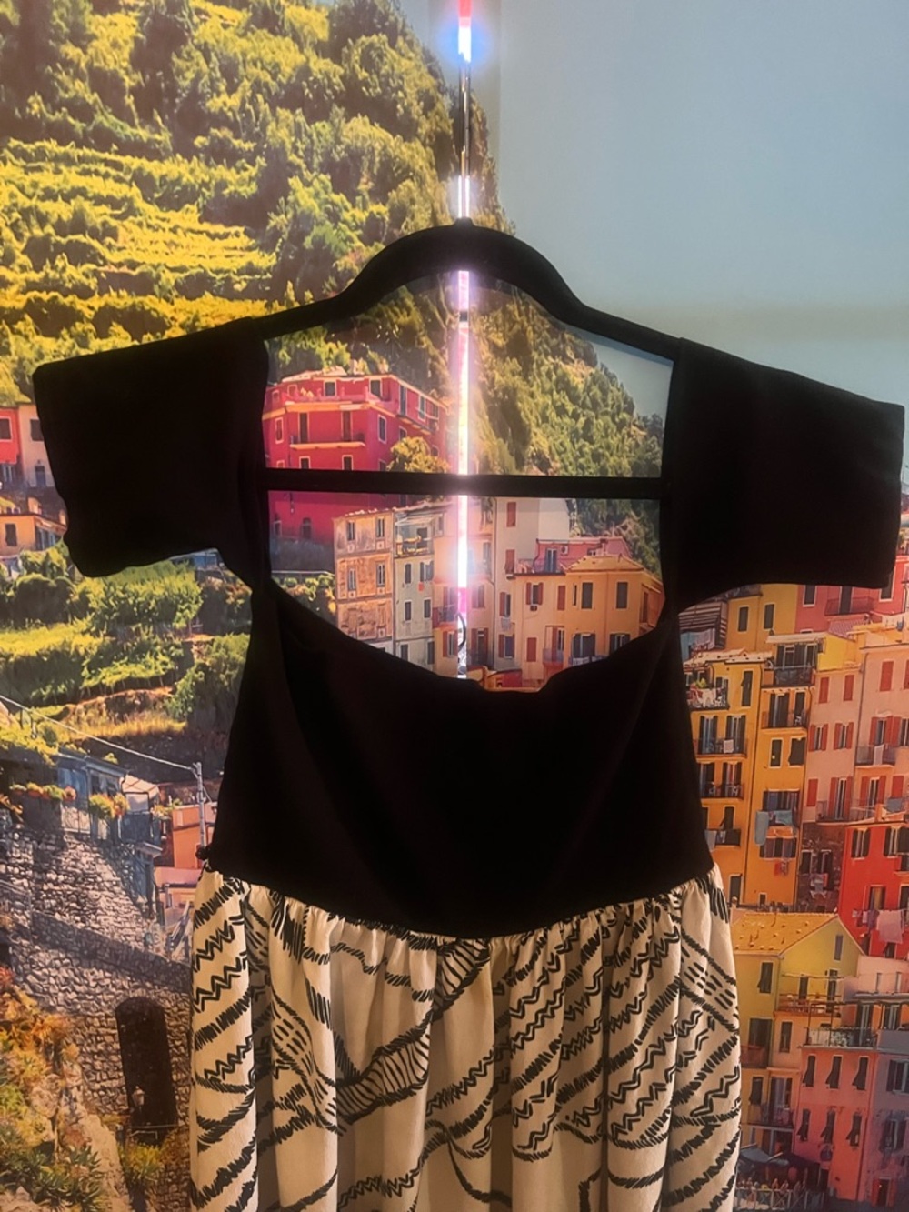 Black and White Two-Tone Off-Shoulder Dress - bought in Italy 🇮🇹